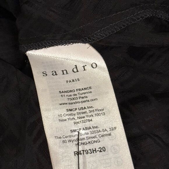 SANDRO wrap checked texture black flowy mini dress - Picture 8 of 8